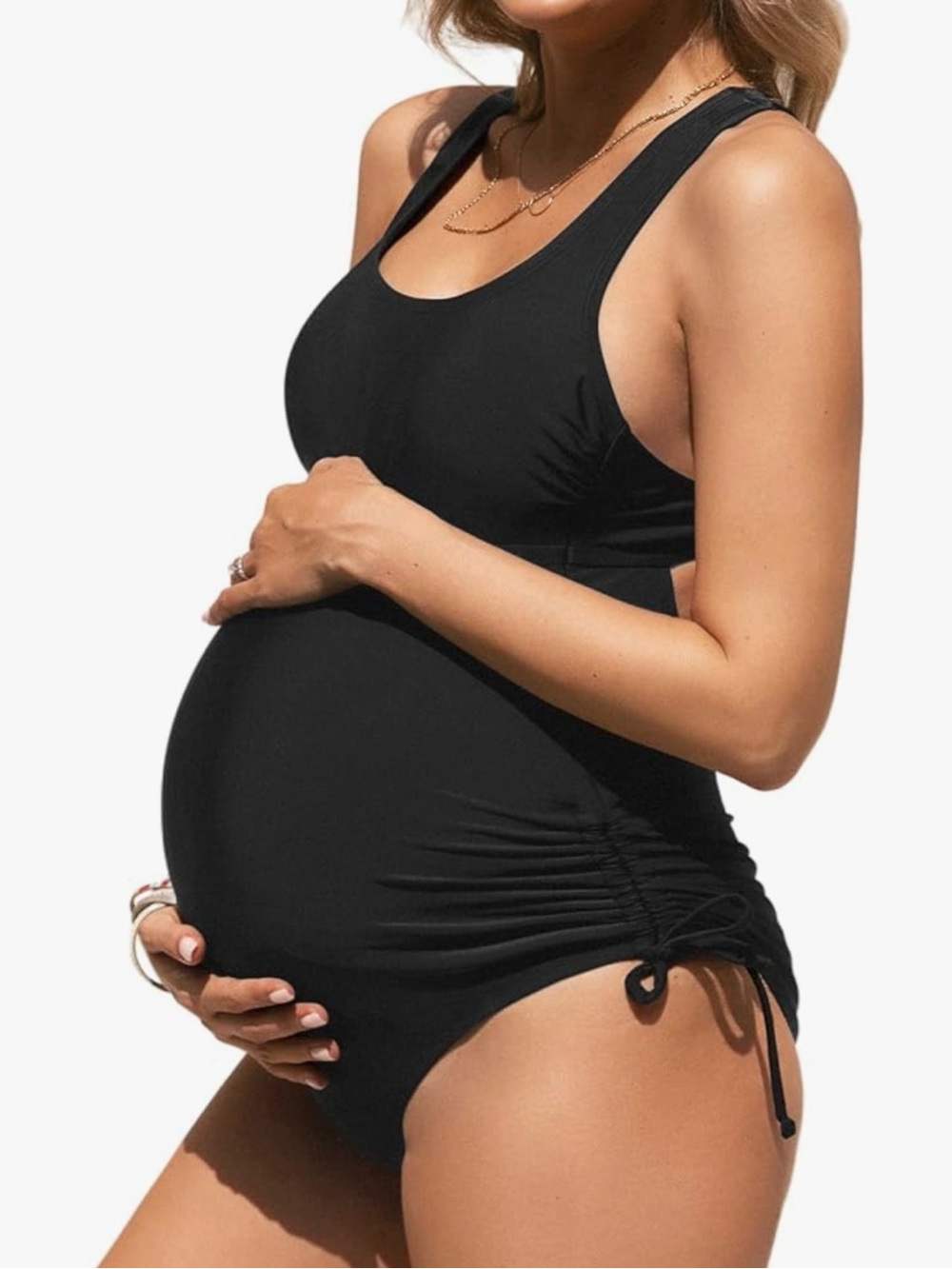 CUPSHE Maternity One Piece Swimsuit - Black - Size L
